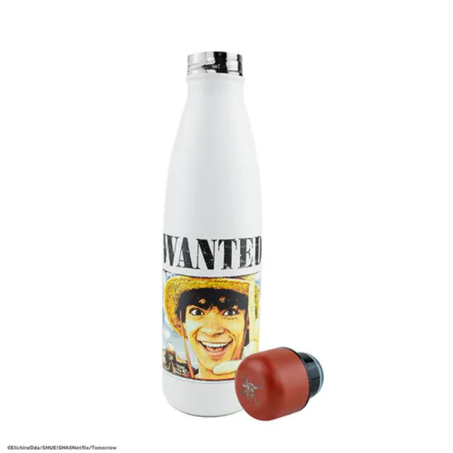 CINEREPLICAS Wanted Poster Luffy (Live Action) Metallic Bottle 500 ml 3