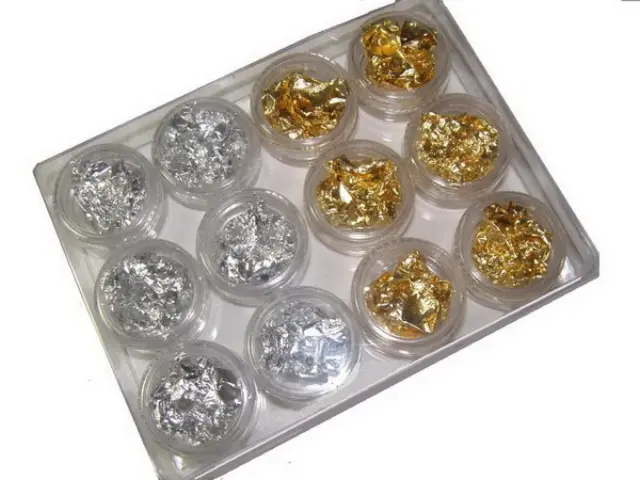 Κασετίνα 12 τεμαχίων Nail foil-Nail Art Gold Silver Paillette