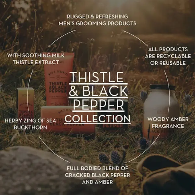The Scottish Fine Soaps Men’s Grooming THISTLE & BLACK PEPPER Baerd Care Kit Σετ περιποίησης προσώπου και γενειάδας 3