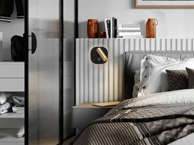 Φωτιστικό τοίχου Biblos gold black με LED reading light Μαύρο Μαύρο/Χρυσό Χρυσό 2