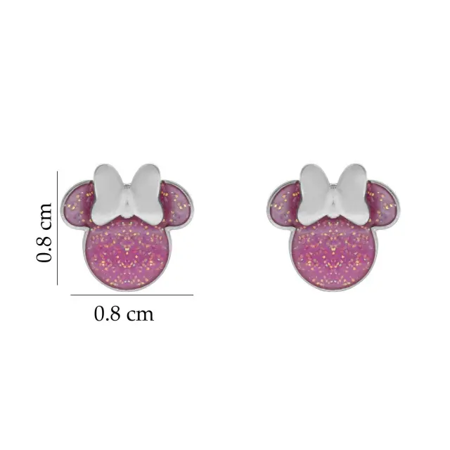 Disney -Minnie pink glitter Enamel – Yποαλλεργικά σκουλαρίκια