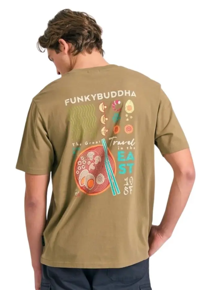 Funky Buddha ανδρικό t-shirt με graphic τύπωμα στην πλάτη FBM011-331-04-2 2