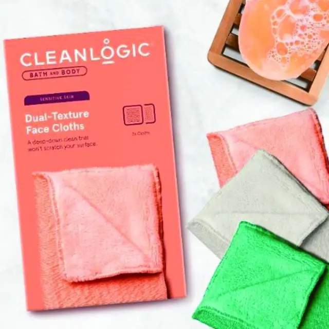 Cleanlogic Bath and Body Dual-texture Face Cloths Sensitive Skin Set of 3 Assorted Colors