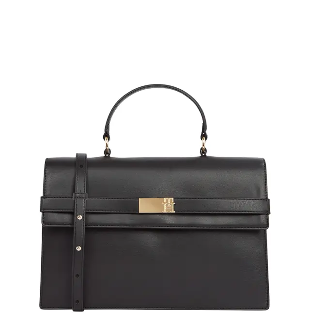 Τσάντα TOMMY HILFIGER TH Heritage Flap Satchel 16895 Μαύρο