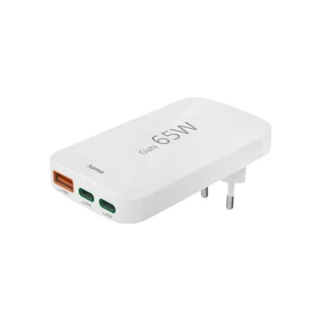 Hama Φορτιστής 65W GaN, 2X USB-C, 1X USB-A, White (201976)