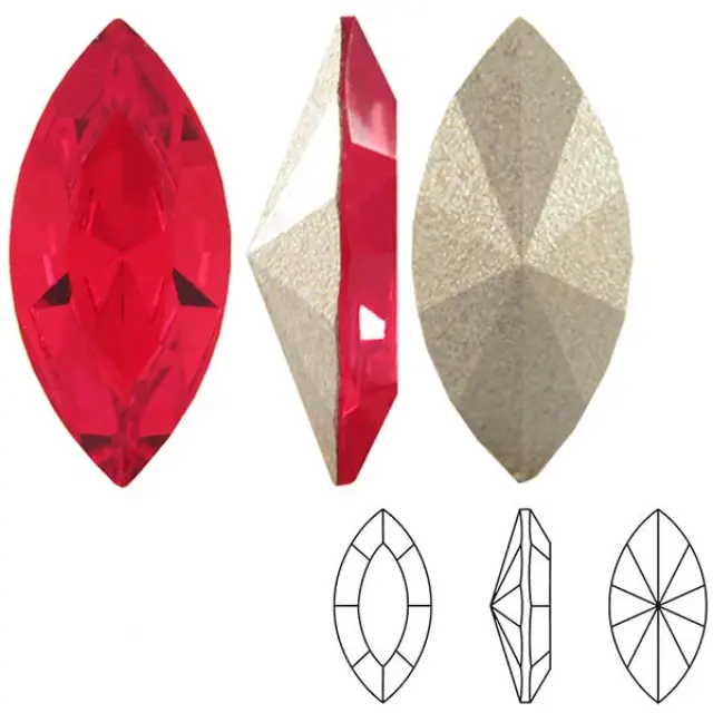 Swarovski 4228 XILION Navette Fancy Stone Light Siam 15x7mm - 4τεμ