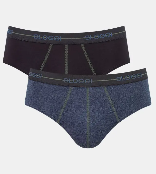 Sloggi Men Start Midi Σλιπ Ανδρικά Συνδυασμός Μπλε Ραφ Denim 2-Pack
