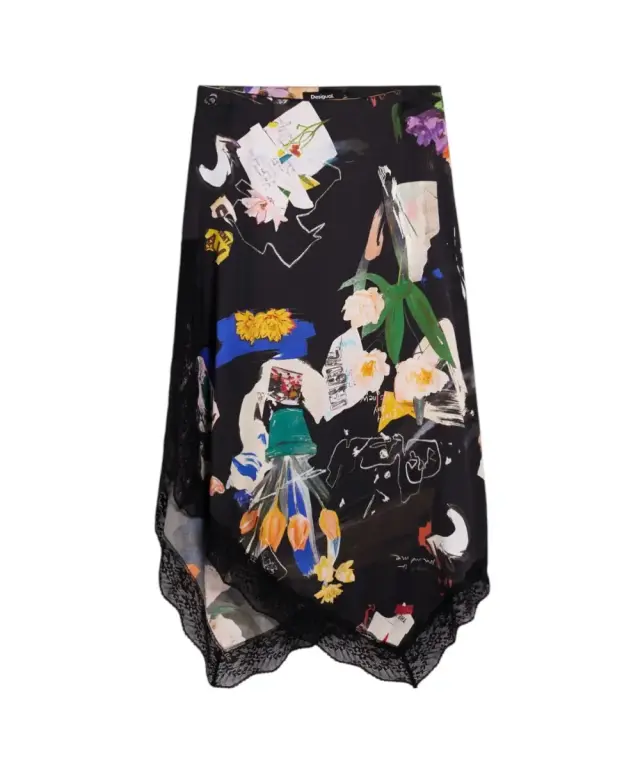 Desigual - Γυναικεία Φούστα Midi Fal Vent Arty 26SWFW03-2000 Μαύρο - XS