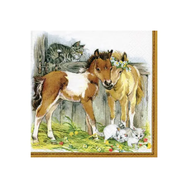 Χαρτοπετσέτα για Decoupage, Kitten & Foals in Stable, 1τεμ