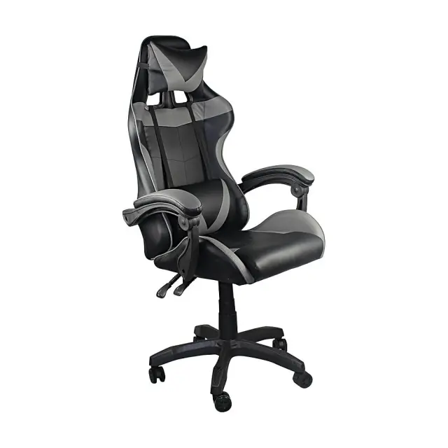 Πολυθρόνα Γραφείου BF7850 Μαύρο/Γκρι PU/PVC/Δέρμα 63x70x117/127cm