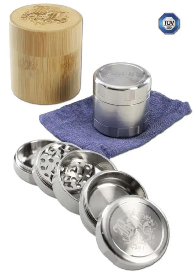 Black Leaf Grinder Τρίφτης Deluxe από Ανοξείδωτο Χάλυβα 49mm-5 Parts