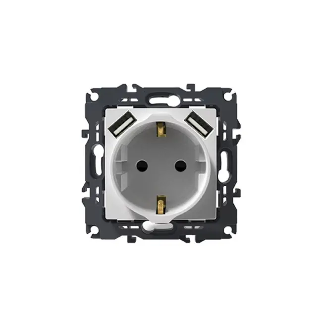 PRIME ΠΡΙΖΑ ΣΟΥΚΟ ΑΣΦΑΛΕΙΑΣ ΛΕΥΚΗ 2P+E 16A 250VAC & 2 USB 5VDC 3.1A IP20 / 1000116301