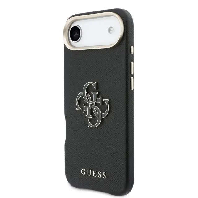 Guess PU Grained 4G Resin Metal Logo Case for iPhone Air Black 2