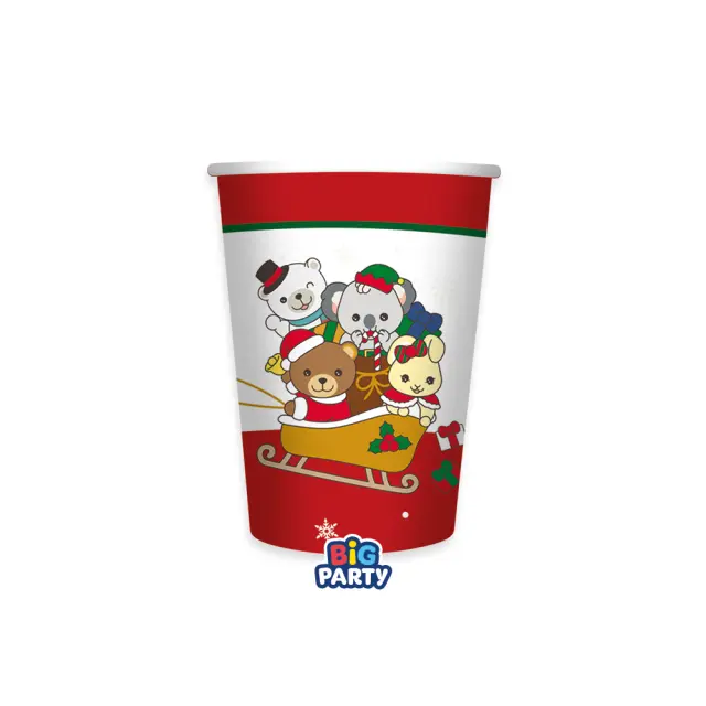 Ποτήρια Χάρτινα 250 ml Christmas Teddy Friends by THUN / 6 τεμ