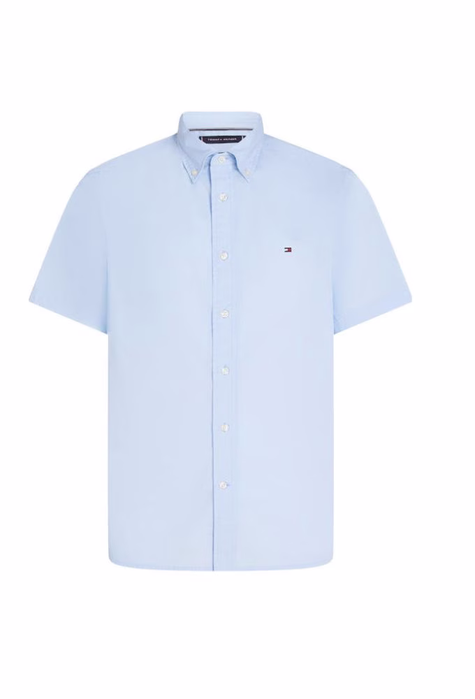 Tommy Hilfiger Κοντομάνικο Βαμβακερό Πουκάμισο σε Κανονική Γραμμή Γαλάζιο Γαλάζιο - XL
