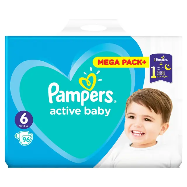 Pampers Active Baby Maxi Pack Νο6 (13-18kg) 96 τεμ (MEGA PACK+)