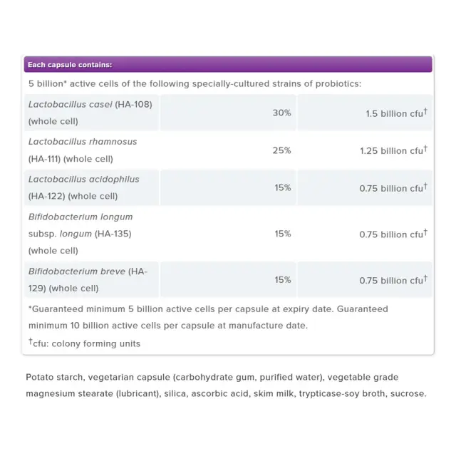 Webber Naturals Probiotic 5 Billion 5 Probiotic Strains 2