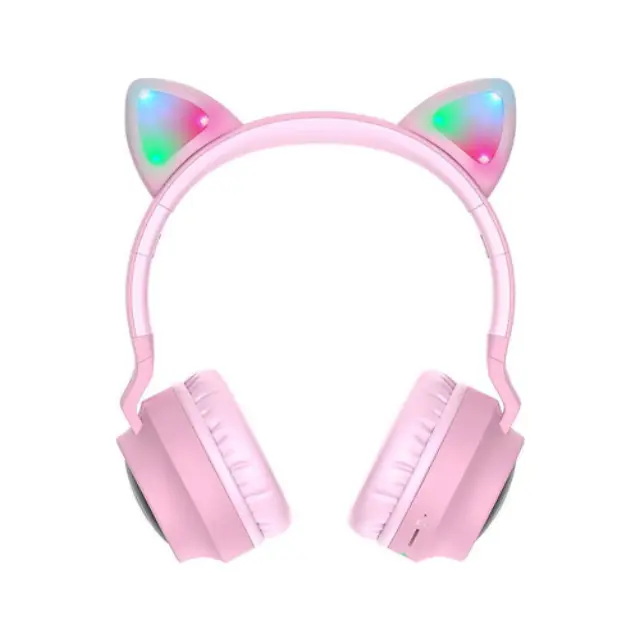 Hoco W27 Cat Ear Ασύρματα / Ενσύρματα Παιδικά On Ear Ακουστικά με 5 ώρες Λειτουργίας Ροζ HOC-W27-P 3