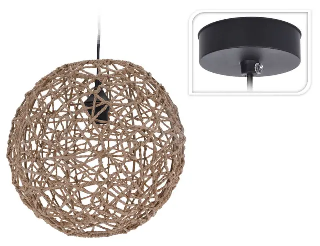 Φωτιστικό οροφής ρεύματος Ξύλο Willow/Rattan με λαμπτήρα Ε27 και διάμετρο 30cm - Καφέ HZ1960550 2