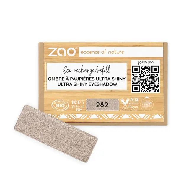Zao Organic Eyeshadow Rectangle Ultra Shiny Refill - Βιολογική Ultra Shiny Σκιά Ματιών (Ανταλλακτικό) - Zao 282 Lilac silver