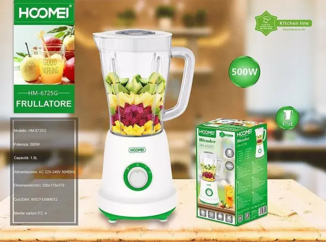 Hoomei HM-6725G Μπλέντερ 1.5lt 500W Μαύρο 3