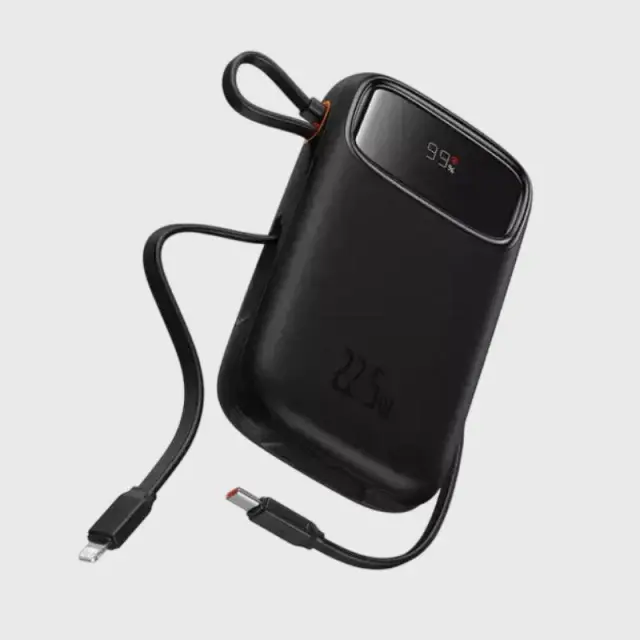 Baseus Qpow 2 Power Bank 22.5W με Θύρες 1xUSB-A, 1xUSB-C & Ενσωματωμένα Καλώδια Lightning & USB-C, P10055003113-00 Μαύρο - ONESIZE 3