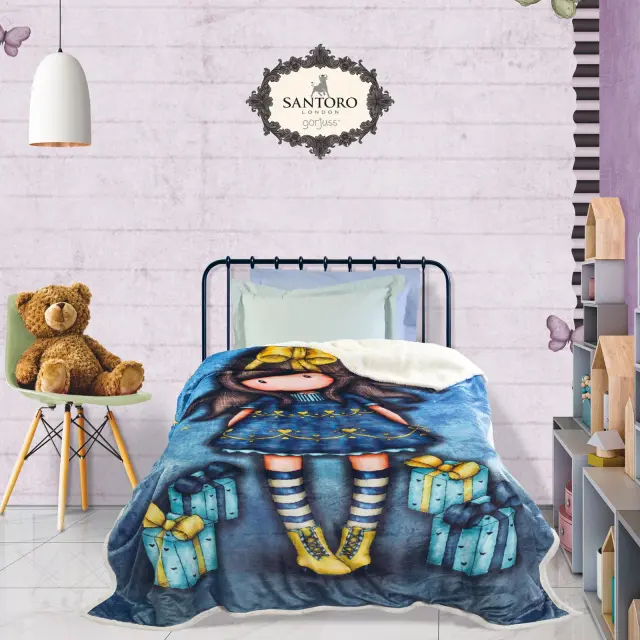 5020 Κουβερτα Fleece Sherpa 160x220 Santoro Gorjuss- Just Because Cartoon Kids