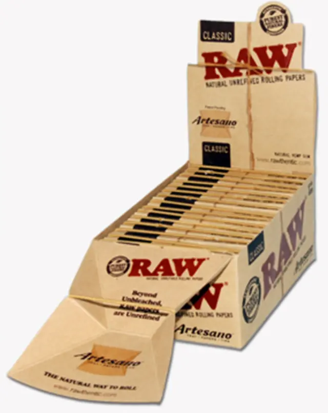 RAW Artesano Χαρτάκια Classic - Ακατέργαστο - 1¼ με Τζιβάνες και Δισκάκι 15τεμ.