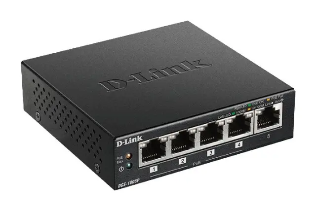 D-link - 5-Port Desktop Gigabit PoE+ DGS-1005P/E - Computers