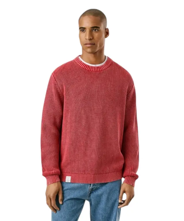 Pepe Jeans - Ανδρικό Πουλόβερ Βαμβακερό Neck Jumper PM7000022-285 Κόκκινο