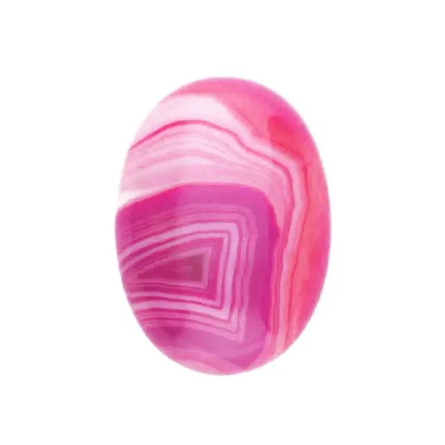 Καμπουσόν Αχάτης Striped Hot Pink - Οβάλ 13x18mm - 2τεμ