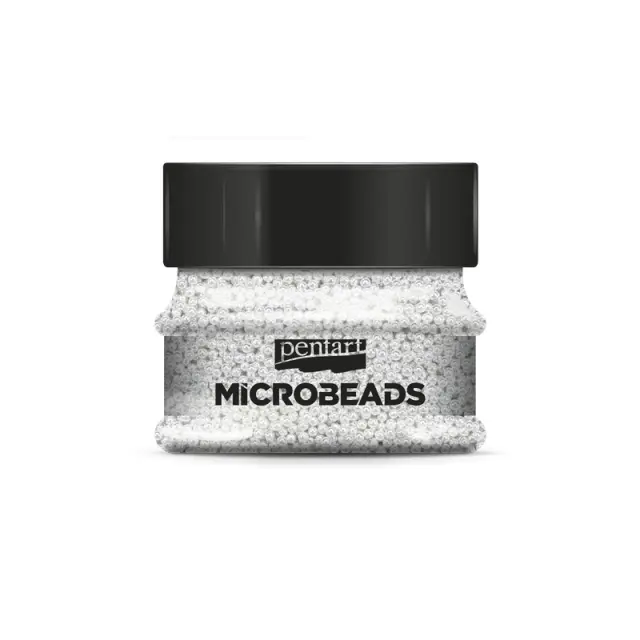 Χάντρες γυάλινες μικρές (Glass microbeads) Pentart 0,8-1mm 40gr, Λευκό περλέ