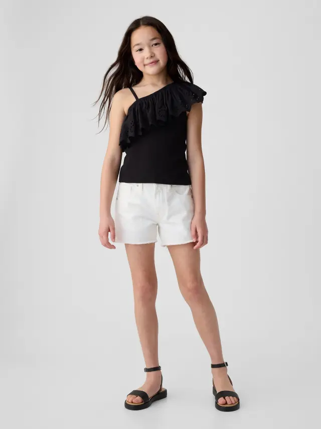 Άσπρο Παιδικό Τζιν Σορτς Low Rise Stride white denim
