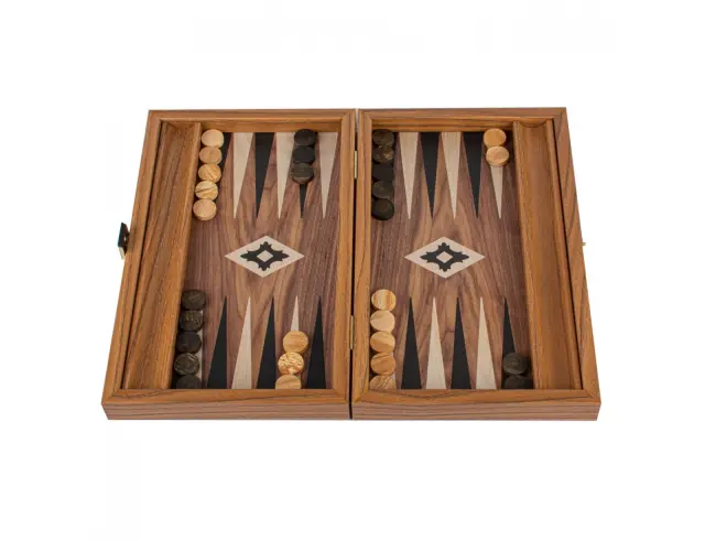 Σετ Χειροποίητο Τάβλι Basic Walnut Replica Wood Manopoulos με υποδοχές για πούλια και διαστάσεις 30x20cmBXL3KK