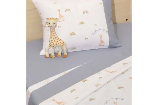 Sophie La Girafe Σετ Σεντόνια Κούνιας Με Λάστιχο 3 τμχ 70cm * 140cm Σχ. 505 Γκρι