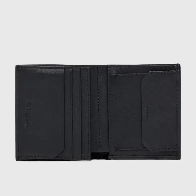 Calvin Klein - Ανδρικό Δερμάτινο Πορτοφόλι Minimal Focus Trifold 6Cc W/Coin K50K511270-BEH Μαύρο 3