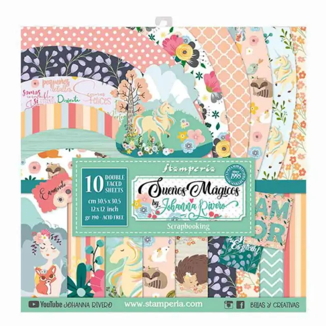 Σετ 10 Χαρτιά Scrapbooking Stamperia Διπλής Όψης - Suenos Magicos - 30x30cm