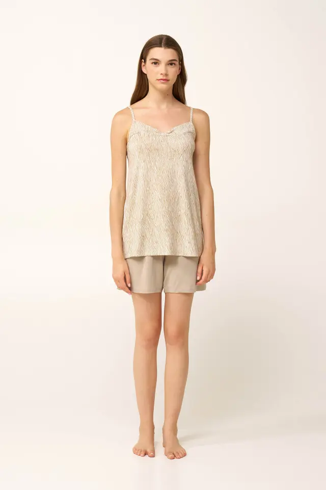 Καλοκαιρινή Γυναικεία Πυτζάμα Micromoda Baby Doll Vamp 24016 BEIGE TAUPE 3