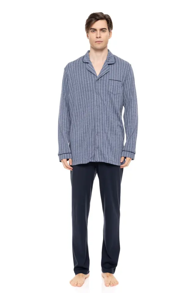 W-M731 - Type - PYJAMA JACQUARD BLUE STRIPES - M 3