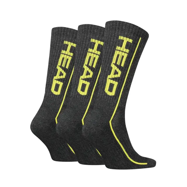 HEAD Ανδρικές Κάλτσες Performance Short Crew - 3 Ζεύγη, Χρώμα Dark Grey-Lime 2