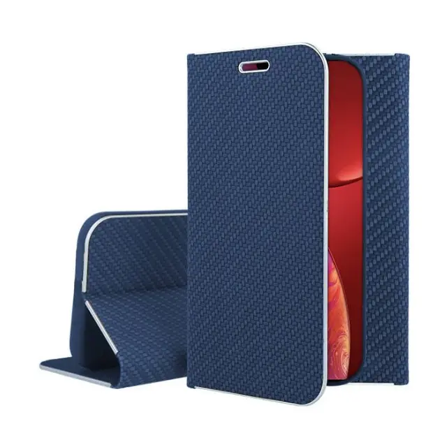 Θήκη Forcell Luna Carbon Wallet Case Πορτοφόλι με Δυνατότητα Stand - Blue (iPhone 13)