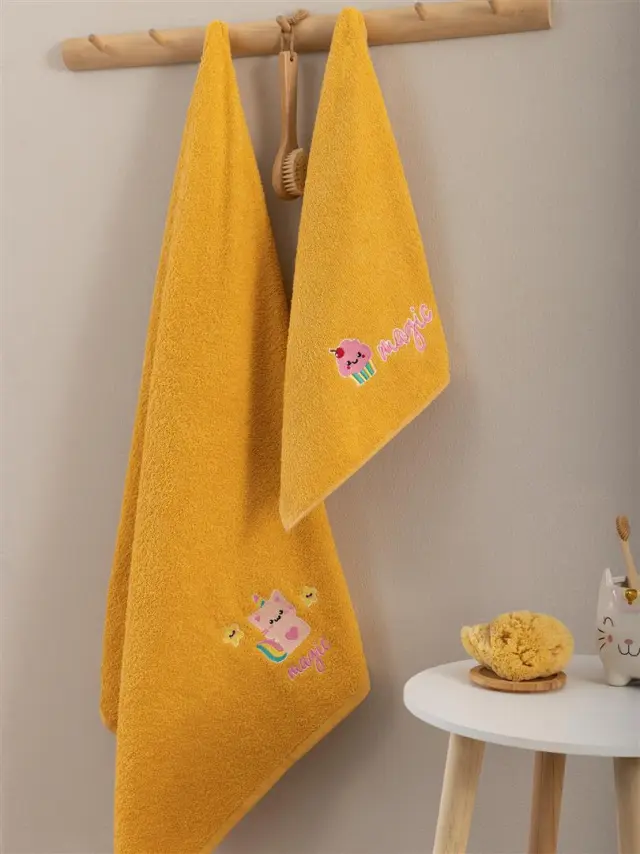 Πετσέτες Παιδικές Σετ 2 Τεμ 40x70-70x140 380gsm Palamaiki Unicat Pink 100% βαμβακερό