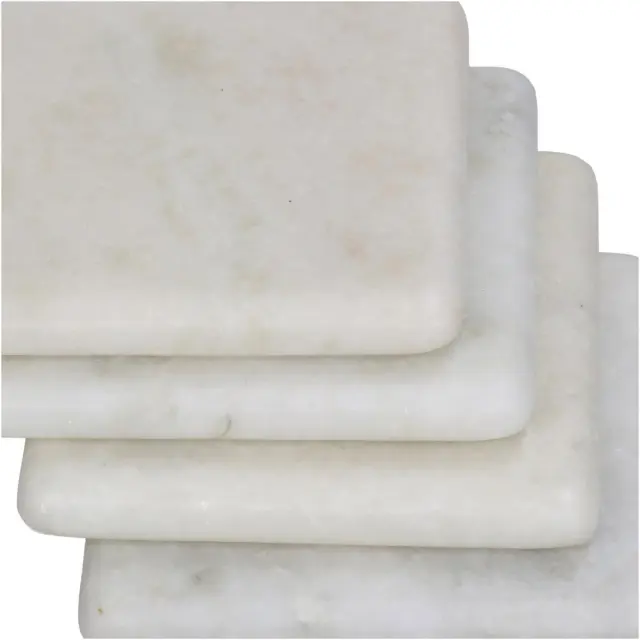Σουβέρ Τετράγωνο Λευκό Μάρμαρο 10x10x3.8cm Σετ 4Τμχ 3
