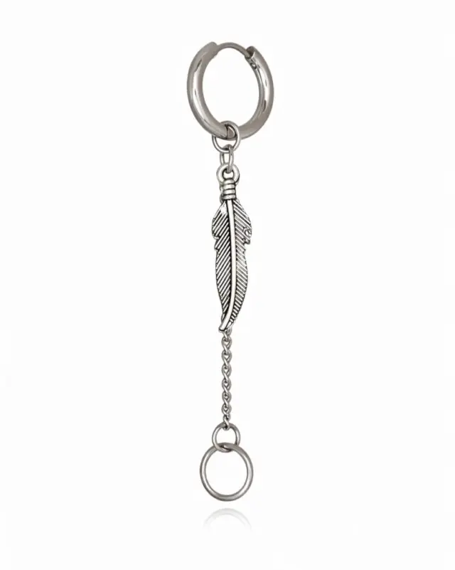 Ghetto Kpop SS Feather Punk Long Chain Earring 1pcs