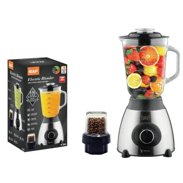 RAF Μπλέντερ με Γυάλινη Κανάτα 1.5lt 1000W Inox R.295 - Electric Blender 890029