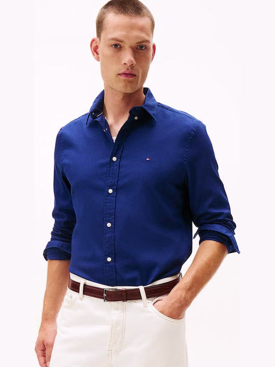 Tommy Hilfiger Σκούρο Μπλέ Πουκάμισο Σε Slim Fit Γραμμη Ελαστικό Μπλε Σκούρο
