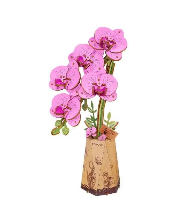 Robotime Wooden Bloom Craft Purple Moth Orchid TW091