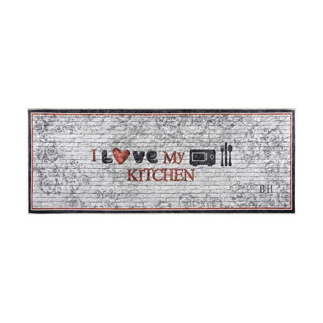 Χαλάκι Κουζίνας 60x160 Beauty Home Art 9015 Γκρι-Κόκκινο 77% Βαμβάκι-23% Πολυέστερ