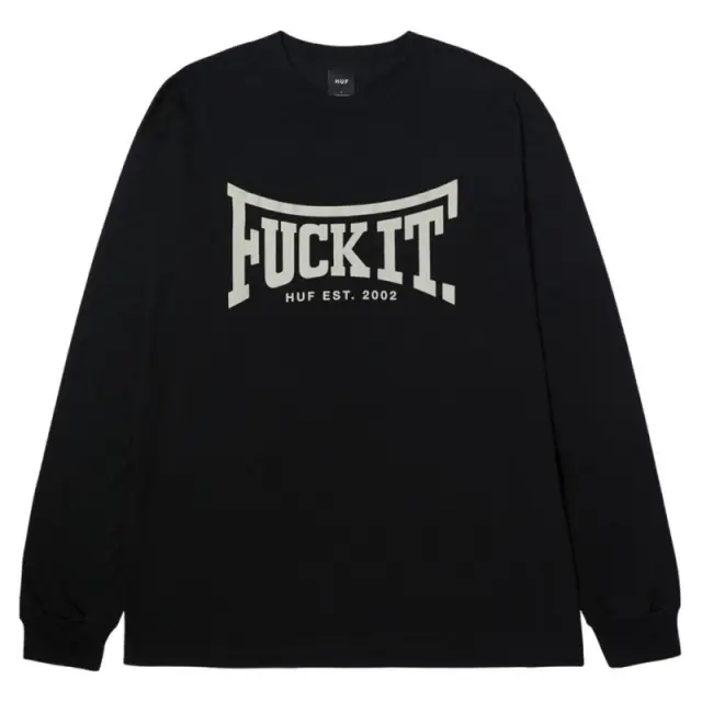 Huf Throwing Hands Long Sleeve T-Shirt Ανδρική Μακρυμάνικη Μπλούζα Cotton Regular Fit - Black TS02287-BLACK - XL