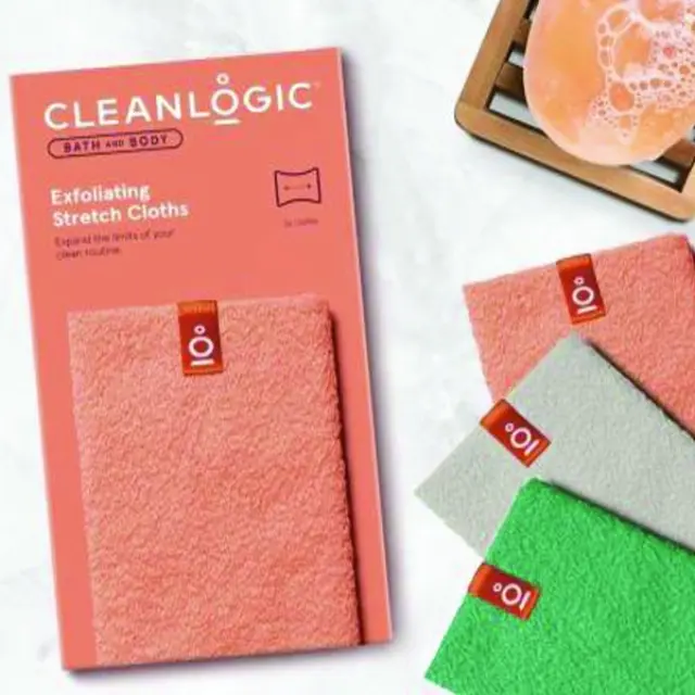 Cleanlogic Bath & Body Exfoliating Stretch Cloths Set of 3